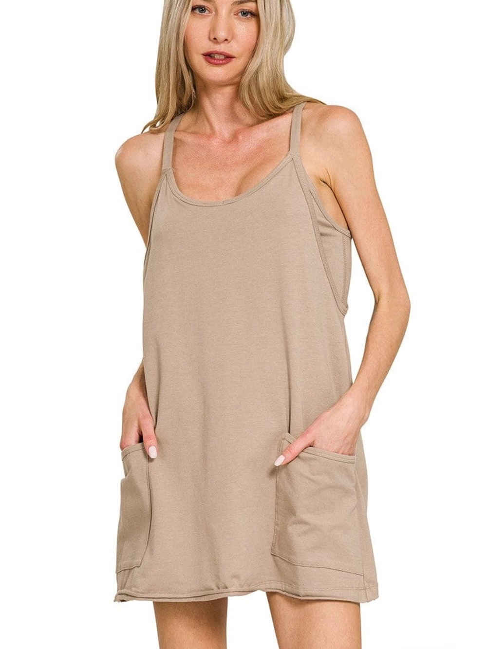 NWT ZenanaTaupe Pocket Tank Chemise - Women Intimates & Sleepwear